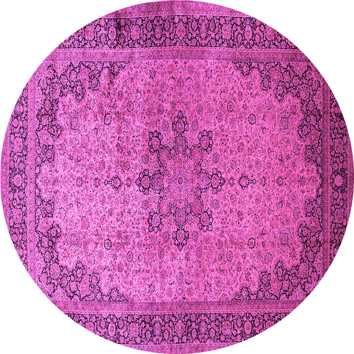 Round Machine Washable Persian Pink Traditional Rug, wshtr95pnk