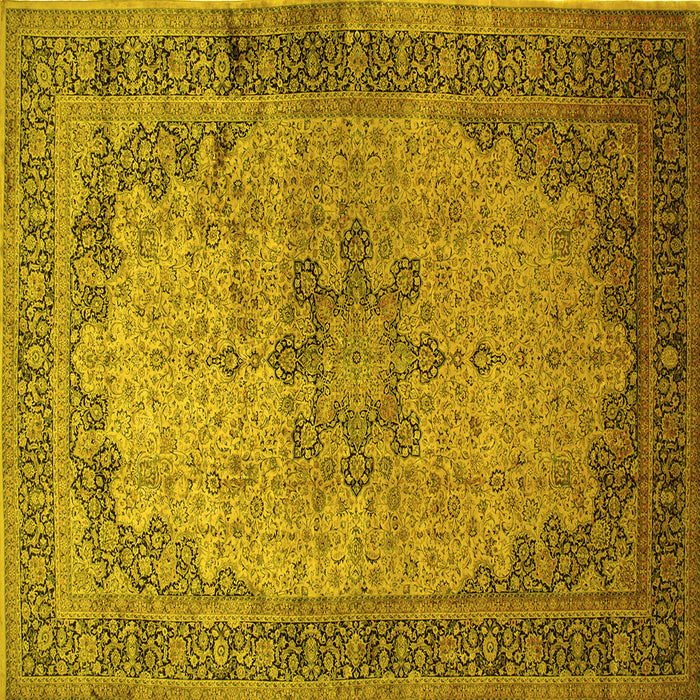 Square Machine Washable Persian Yellow Traditional Rug, wshtr95yw