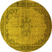 Round Persian Yellow Traditional Rug, tr95yw
