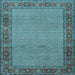 Square Machine Washable Persian Light Blue Traditional Rug, wshtr960lblu