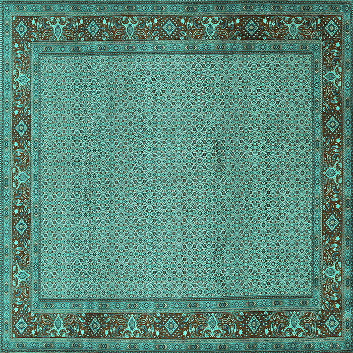Square Machine Washable Persian Turquoise Traditional Area Rugs, wshtr960turq