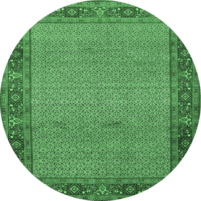 Round Machine Washable Persian Emerald Green Traditional Area Rugs, wshtr960emgrn