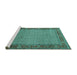 Sideview of Machine Washable Persian Turquoise Traditional Area Rugs, wshtr960turq