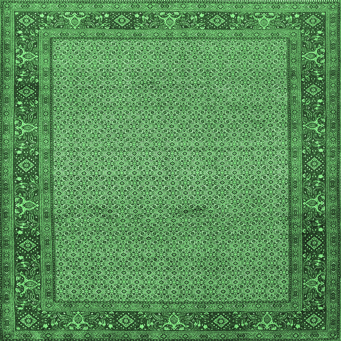 Square Machine Washable Persian Emerald Green Traditional Area Rugs, wshtr960emgrn