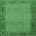 Square Machine Washable Persian Emerald Green Traditional Area Rugs, wshtr960emgrn