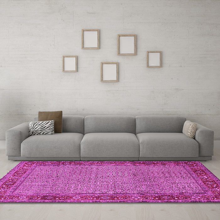 Machine Washable Persian Pink Traditional Rug in a Living Room, wshtr960pnk