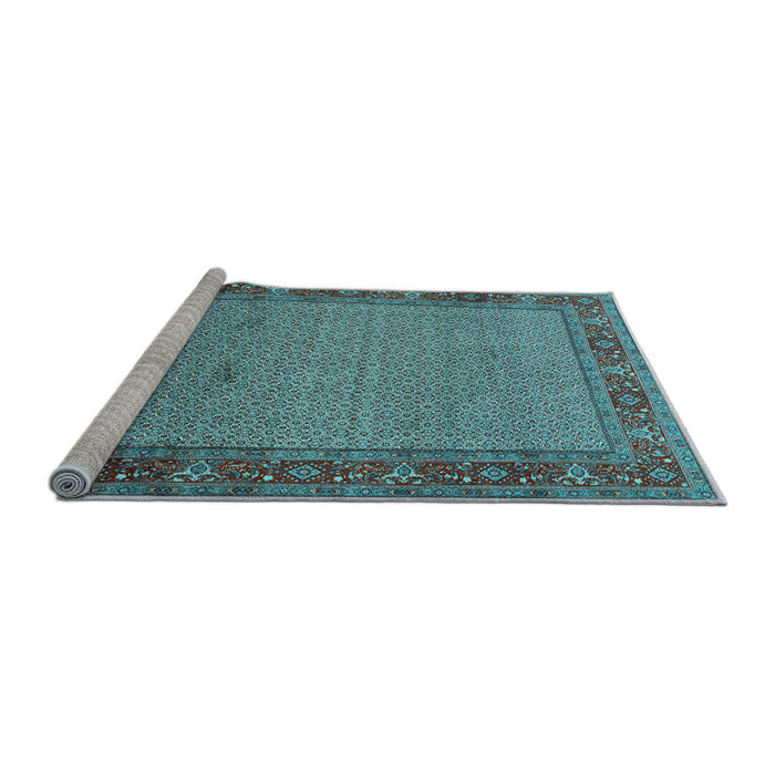 Sideview of Machine Washable Persian Light Blue Traditional Rug, wshtr960lblu