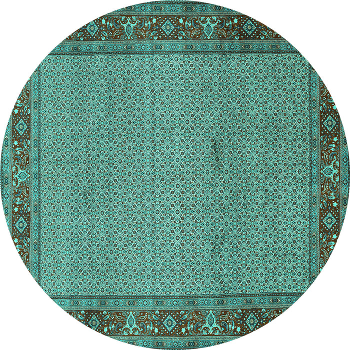 Round Machine Washable Persian Turquoise Traditional Area Rugs, wshtr960turq