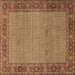 Square Machine Washable Persian Brown Traditional Rug, wshtr960brn