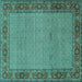Square Persian Turquoise Traditional Rug, tr960turq