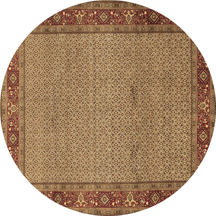 Round Machine Washable Persian Brown Traditional Rug, wshtr960brn