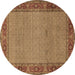 Round Persian Brown Traditional Rug, tr960brn