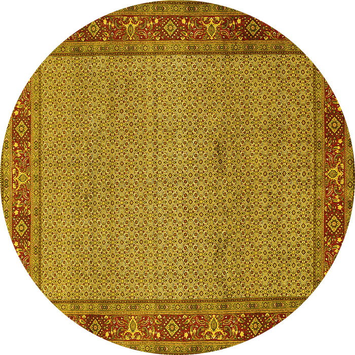 Round Persian Yellow Traditional Rug, tr960yw
