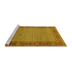 Sideview of Machine Washable Persian Yellow Traditional Rug, wshtr960yw
