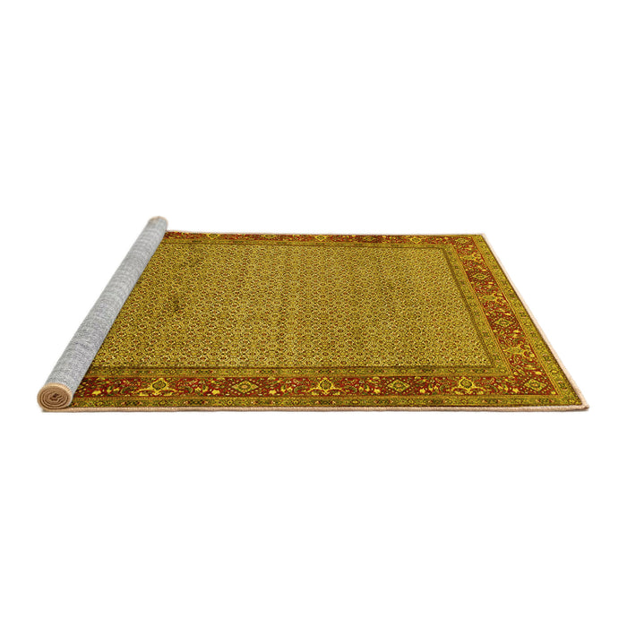 Sideview of Machine Washable Persian Yellow Traditional Rug, wshtr960yw