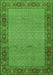 Serging Thickness of Machine Washable Persian Green Traditional Area Rugs, wshtr960grn