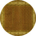 Round Machine Washable Persian Yellow Traditional Rug, wshtr961yw