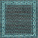 Square Machine Washable Persian Light Blue Traditional Rug, wshtr961lblu