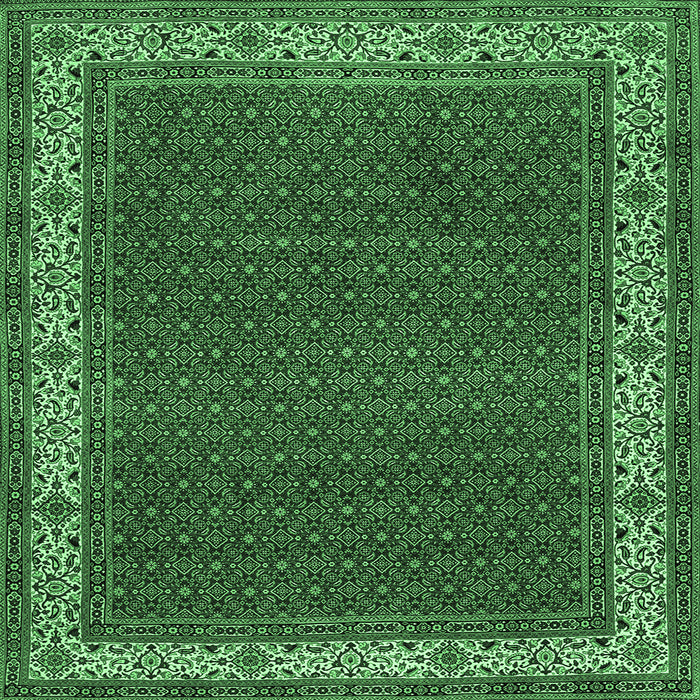 Square Persian Emerald Green Traditional Rug, tr961emgrn