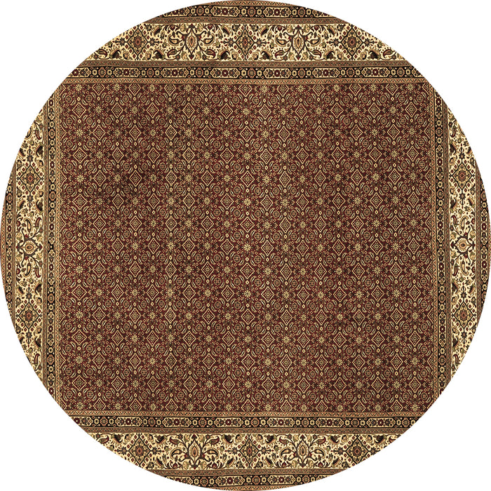 Round Machine Washable Persian Brown Traditional Rug, wshtr961brn
