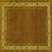 Square Machine Washable Persian Yellow Traditional Rug, wshtr961yw