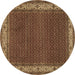 Round Persian Brown Traditional Rug, tr961brn