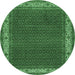Round Persian Emerald Green Traditional Rug, tr961emgrn
