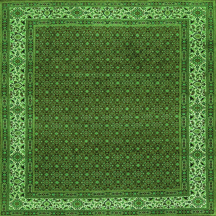 Round Machine Washable Persian Green Traditional Area Rugs, wshtr961grn