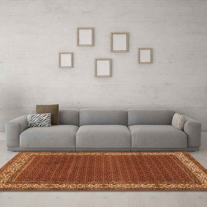 Machine Washable Persian Orange Traditional Area Rugs in a Living Room, wshtr961org