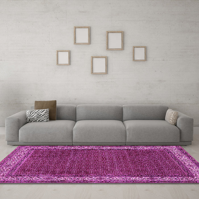 Machine Washable Persian Pink Traditional Rug in a Living Room, wshtr961pnk