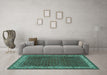 Machine Washable Persian Turquoise Traditional Area Rugs in a Living Room,, wshtr961turq