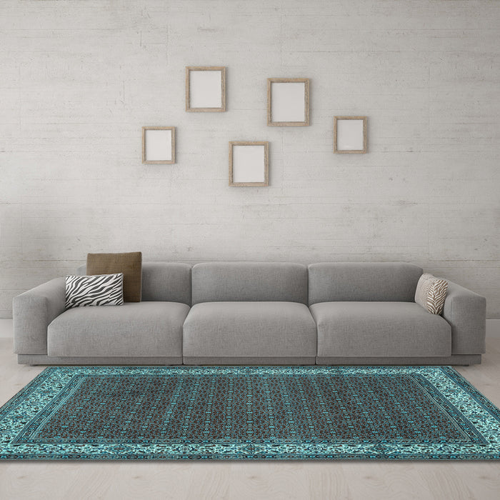 Machine Washable Persian Light Blue Traditional Rug in a Living Room, wshtr961lblu