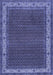 Machine Washable Persian Blue Traditional Rug, wshtr961blu