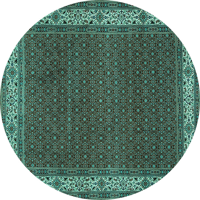 Round Persian Turquoise Traditional Rug, tr961turq