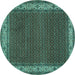 Round Persian Turquoise Traditional Rug, tr961turq