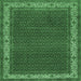 Square Machine Washable Persian Emerald Green Traditional Area Rugs, wshtr961emgrn