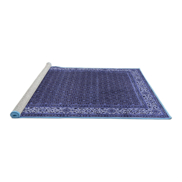 Sideview of Machine Washable Persian Blue Traditional Rug, wshtr961blu