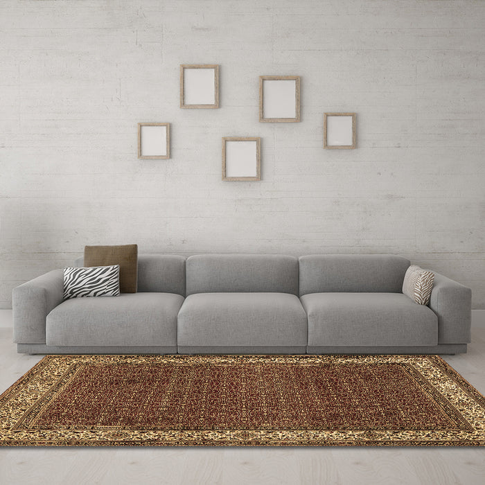 Machine Washable Persian Brown Traditional Rug in a Living Room,, wshtr961brn