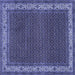 Square Machine Washable Persian Blue Traditional Rug, wshtr961blu