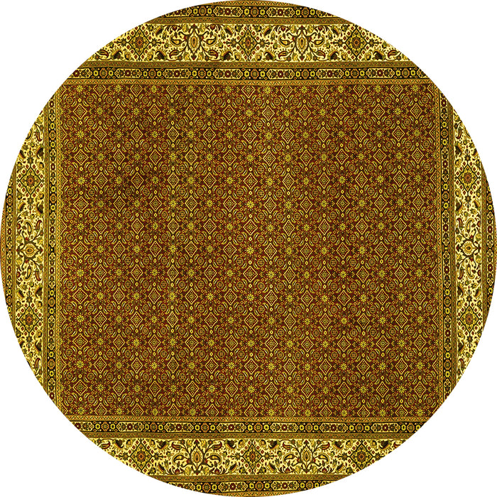 Round Persian Yellow Traditional Rug, tr961yw