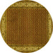 Round Persian Yellow Traditional Rug, tr961yw