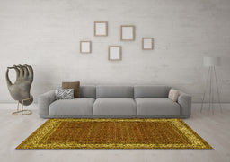 Machine Washable Persian Yellow Traditional Rug in a Living Room, wshtr961yw
