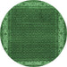 Round Machine Washable Persian Emerald Green Traditional Area Rugs, wshtr961emgrn