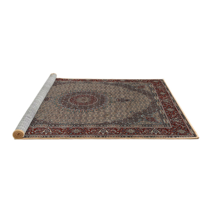 Sideview of Machine Washable Traditional Bakers Brown Rug, wshtr962