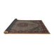 Sideview of Traditional Bakers Brown Medallion Rug, tr962