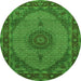 Square Medallion Green Traditional Rug, tr962grn