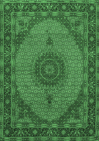 Medallion Emerald Green Traditional Rug, tr962emgrn