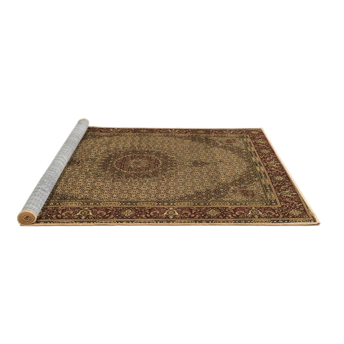 Sideview of Machine Washable Medallion Brown Traditional Rug, wshtr962brn