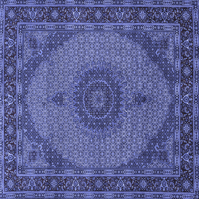 Square Machine Washable Medallion Blue Traditional Rug, wshtr962blu