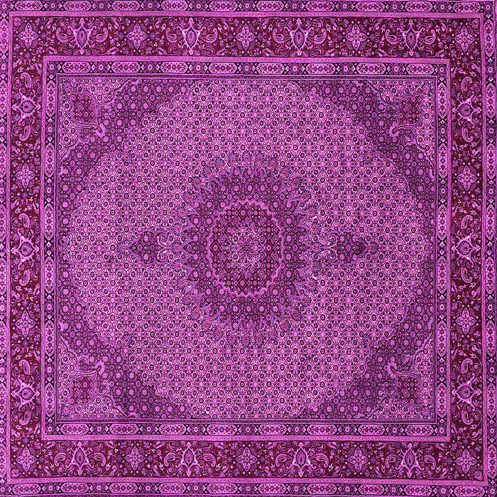 Square Machine Washable Medallion Pink Traditional Rug, wshtr962pnk